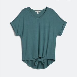 Crown of Hearts - Emalee V-Neck Tie Front Top - Size XXL.  Teal green.